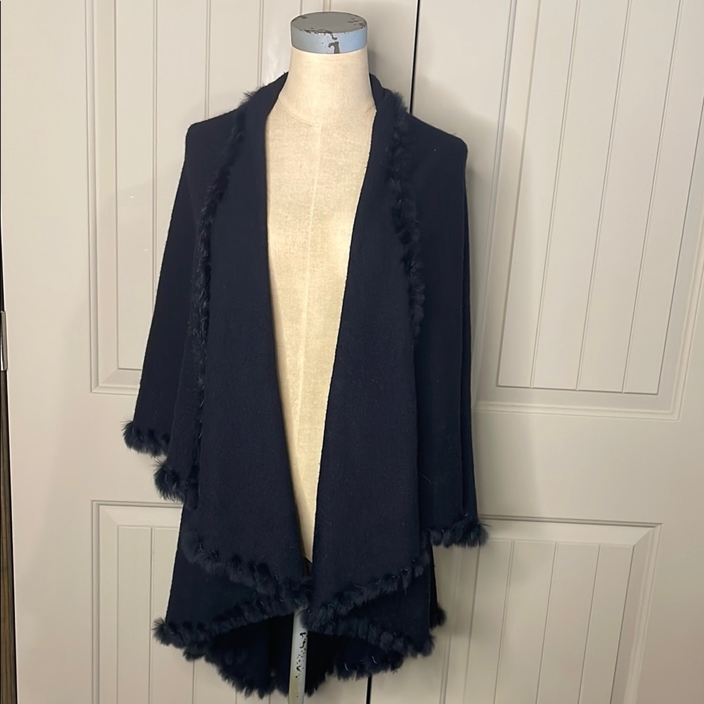 Black Open Front Shrug with Textured Fabric